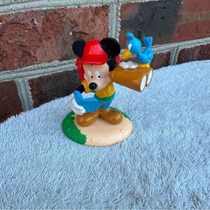Vtg Mickey Mouse Red Hat Blue Bird Watching Plastic Figure Applause Disney